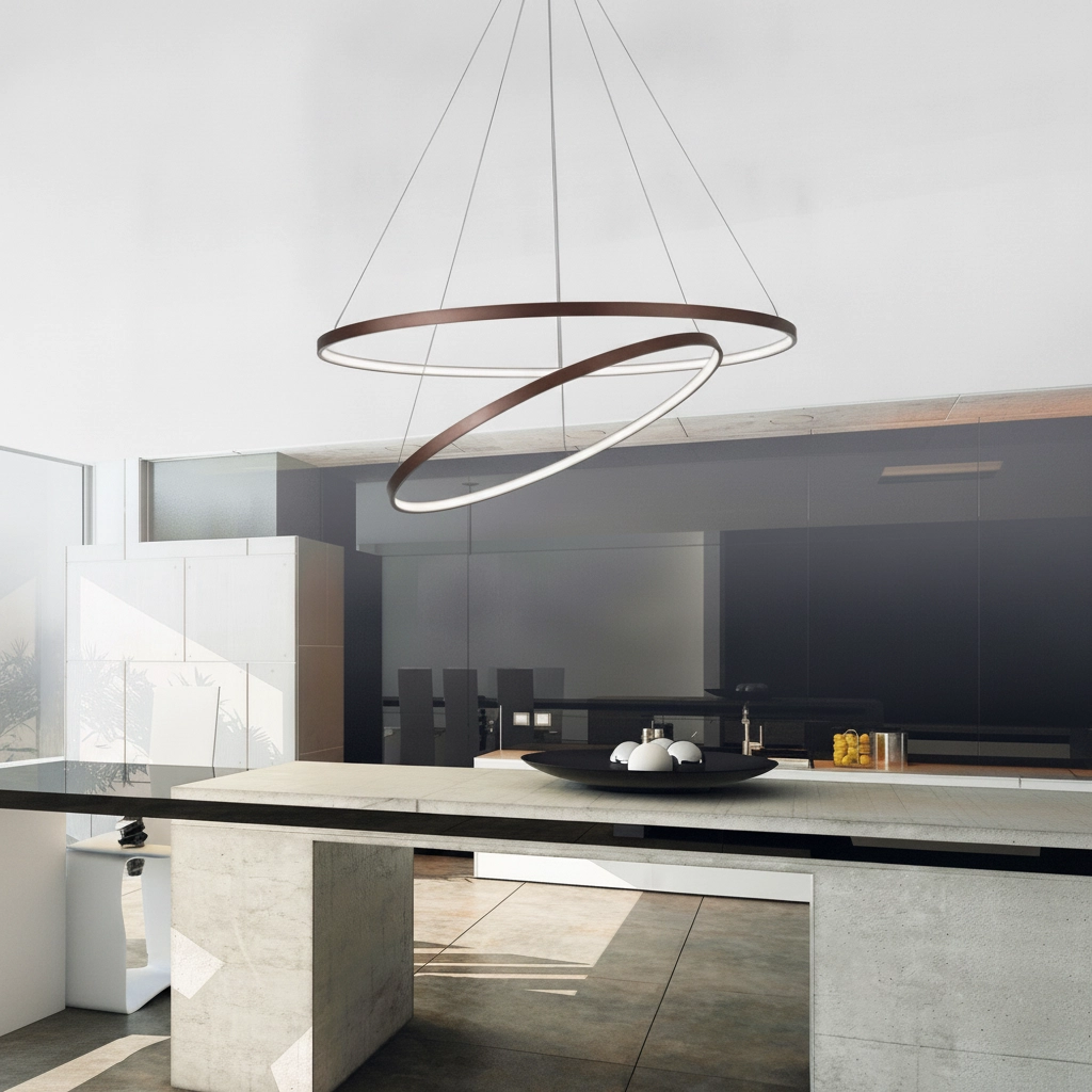 Design-Pendelleuchte Ferrol Kaffee Braun Doppel