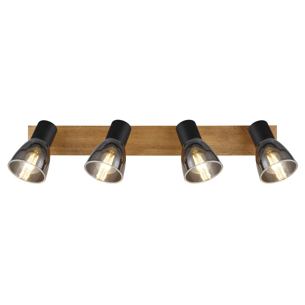 Deckenlampe Claude 4-hell schwarz mit Holz Globo 9007371434213