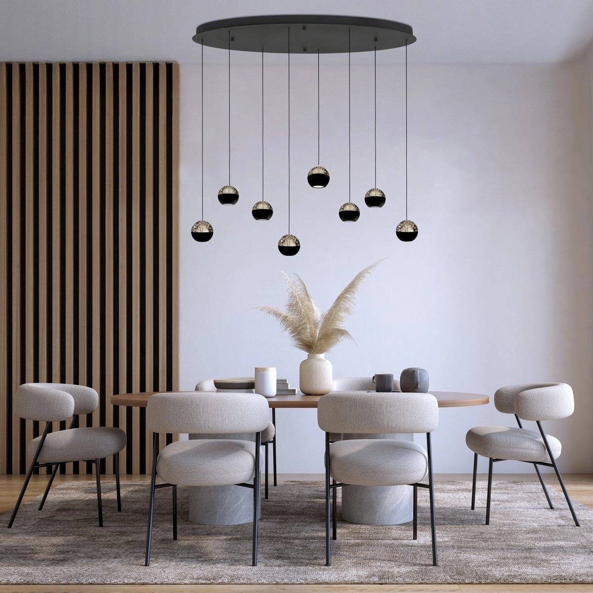 Ovale Pendellampe Belluno 8-Licht-LED – Schwarz Steinhauer 8712746184006