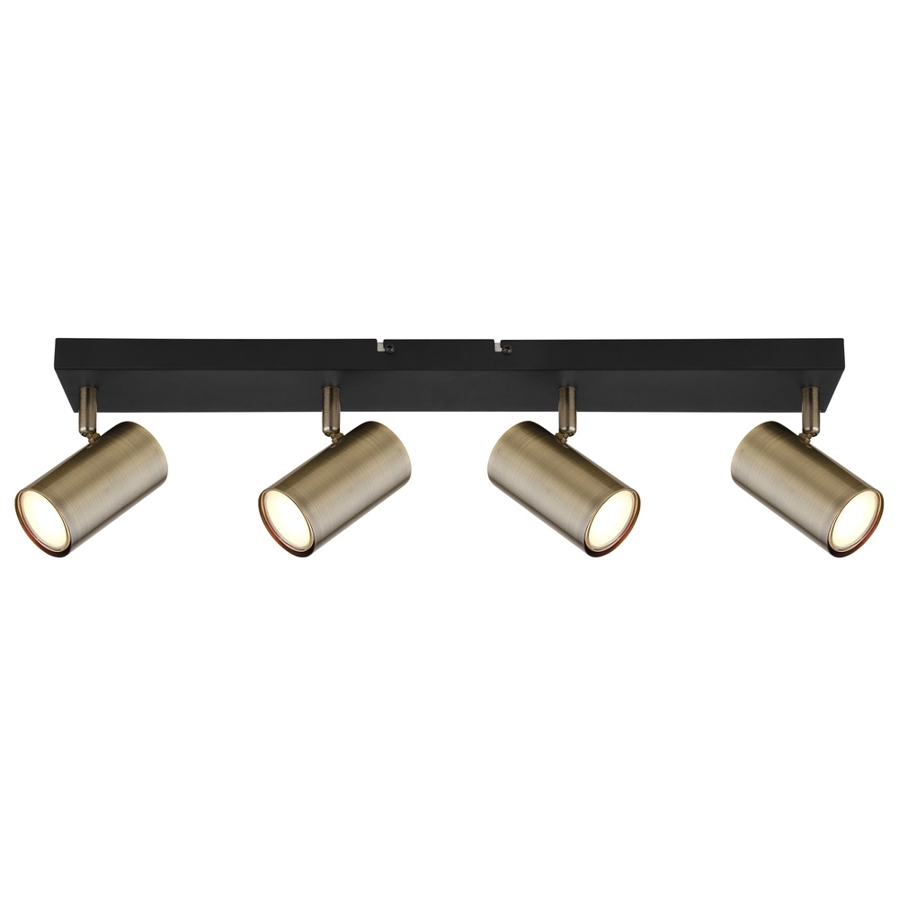 Deckenlampe 4-Licht Robby Schwarz mit Bronze Globo 9007371430994