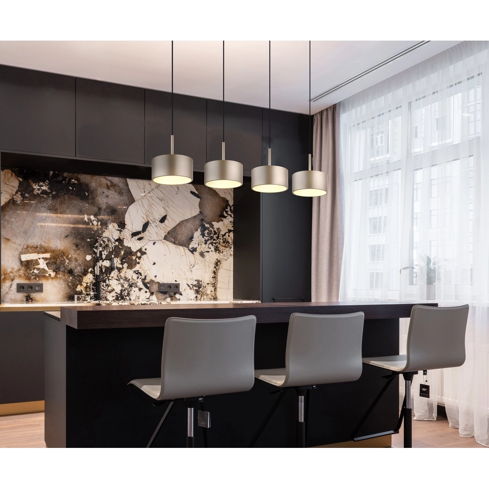4-Licht Pendellampe Raymond schwarz mit Champagner Globo 9007371531875