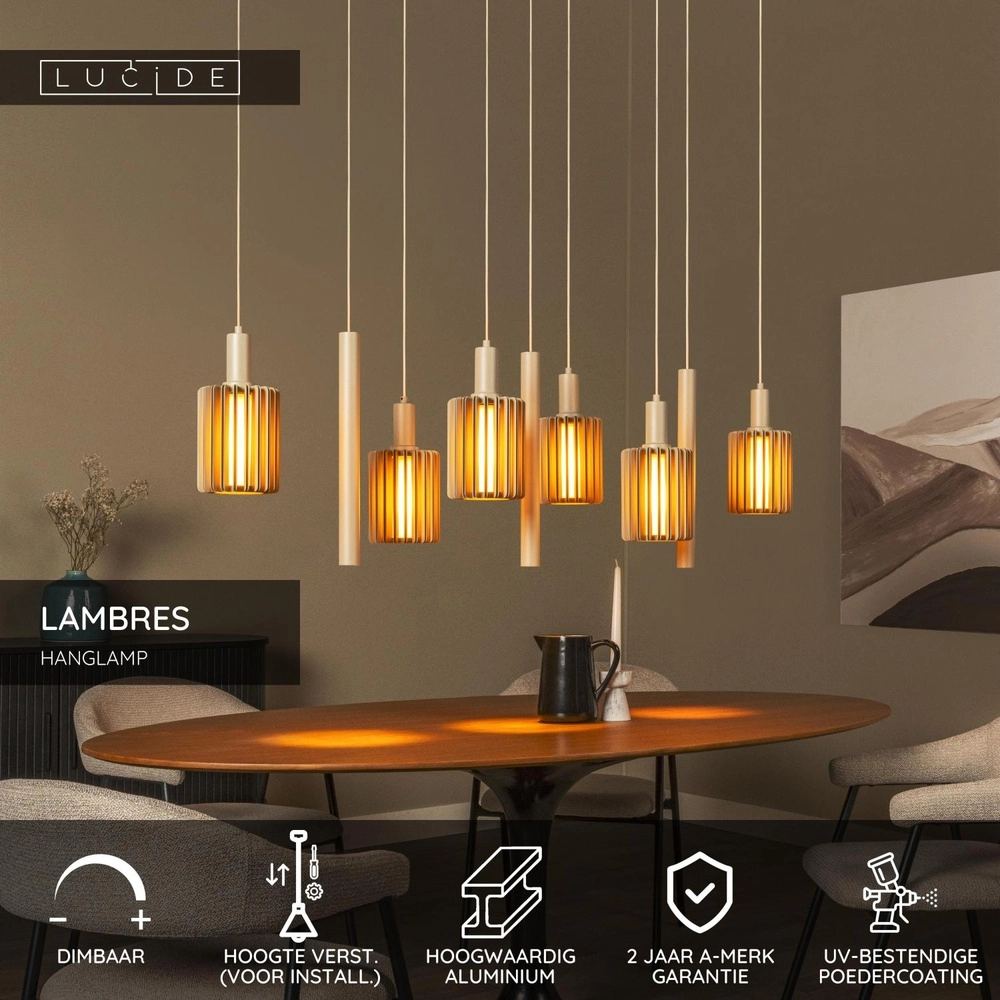 9-Licht Pendellampe Lambres taupe Lucide 5411212452993