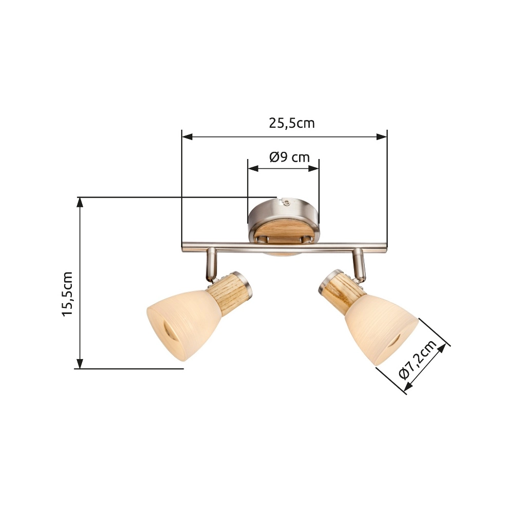 Deckenlampe Gylfi Nickel mit Holz-2-Lampen Globo 9007371346547