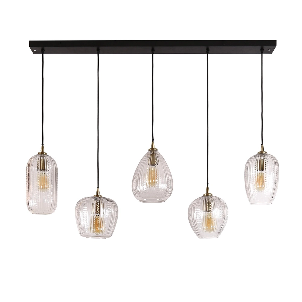 5-Licht Glas-Pendellicht Diamond mit klarem Glas Lyora 8716803511187
