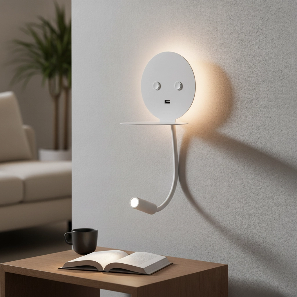 Nachttischlampe Eclip Weiß mit USB