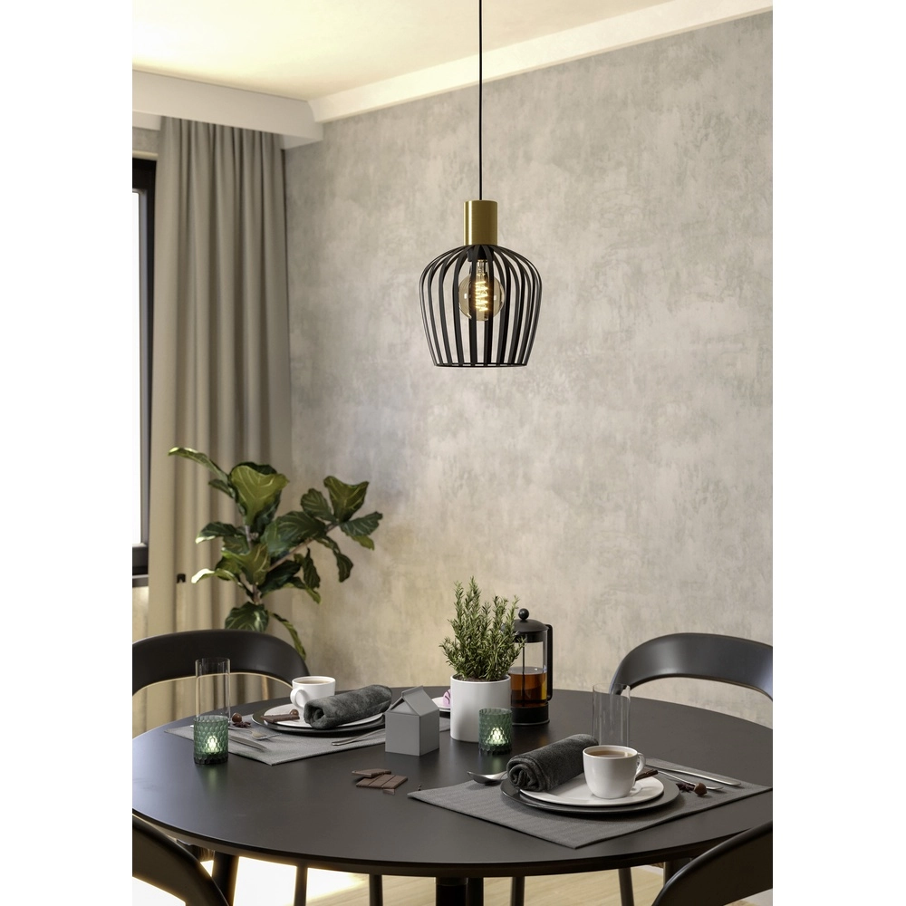 Pendellampe Empoli Schwarz mit Gold – Ø 20cm Eglo 9008606299881