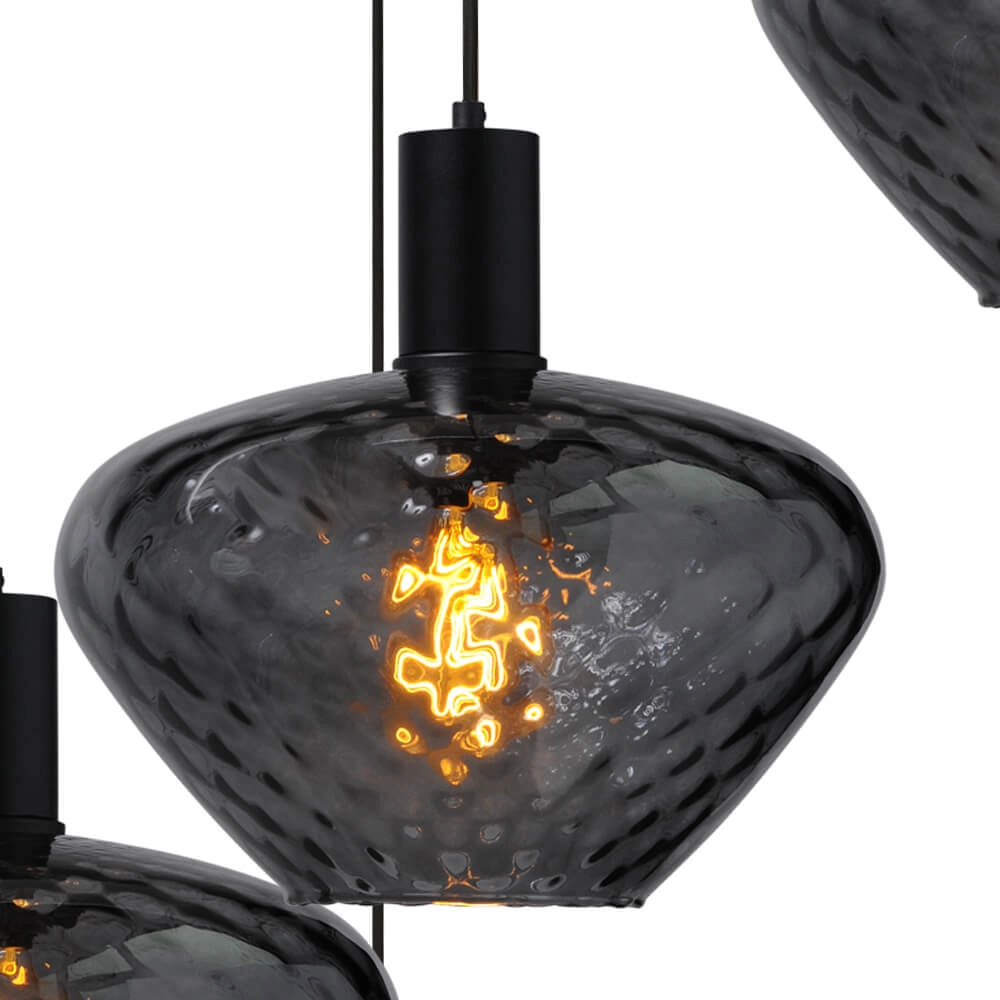 5-flammige Loft-Hängelampe - Schwarz - Porto mit Blossom-Rauchgläsern Masterlight 8718121271088