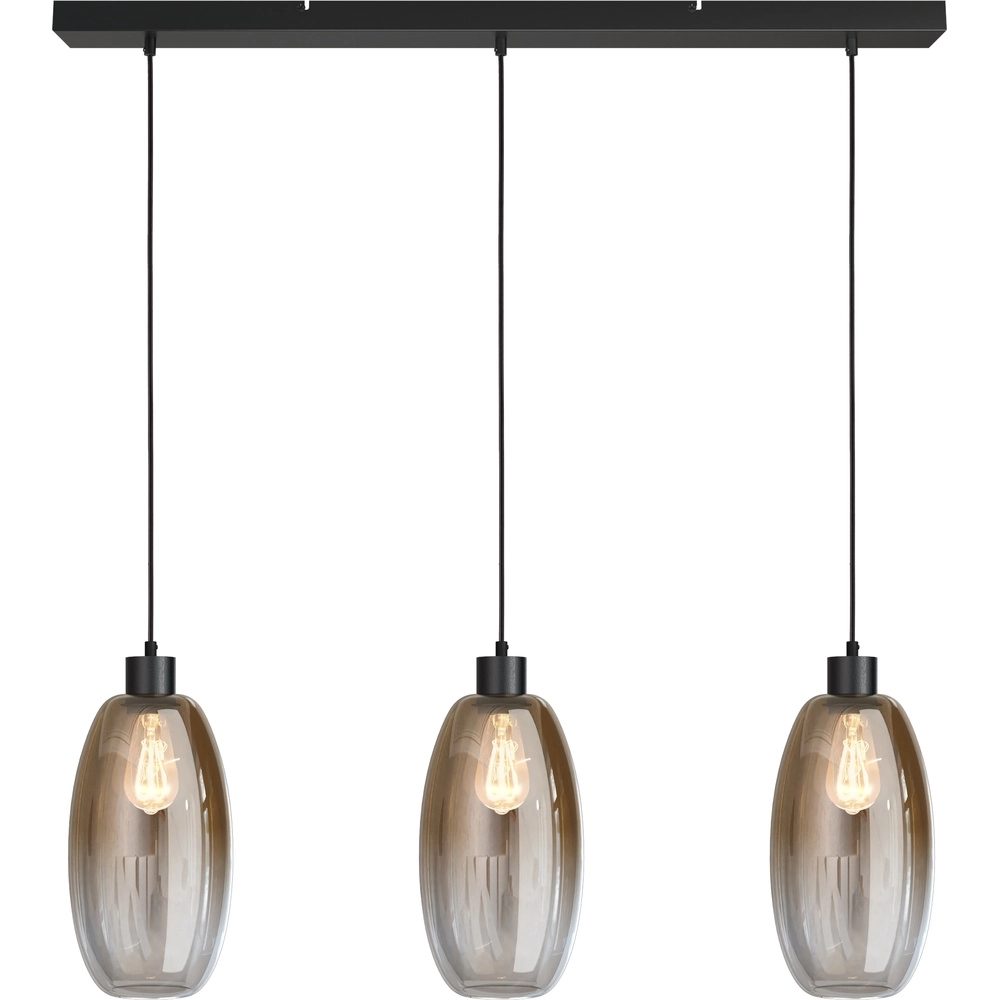 Glas-Pendellampe Olive 3x Ø 18,5 cm – schwarz