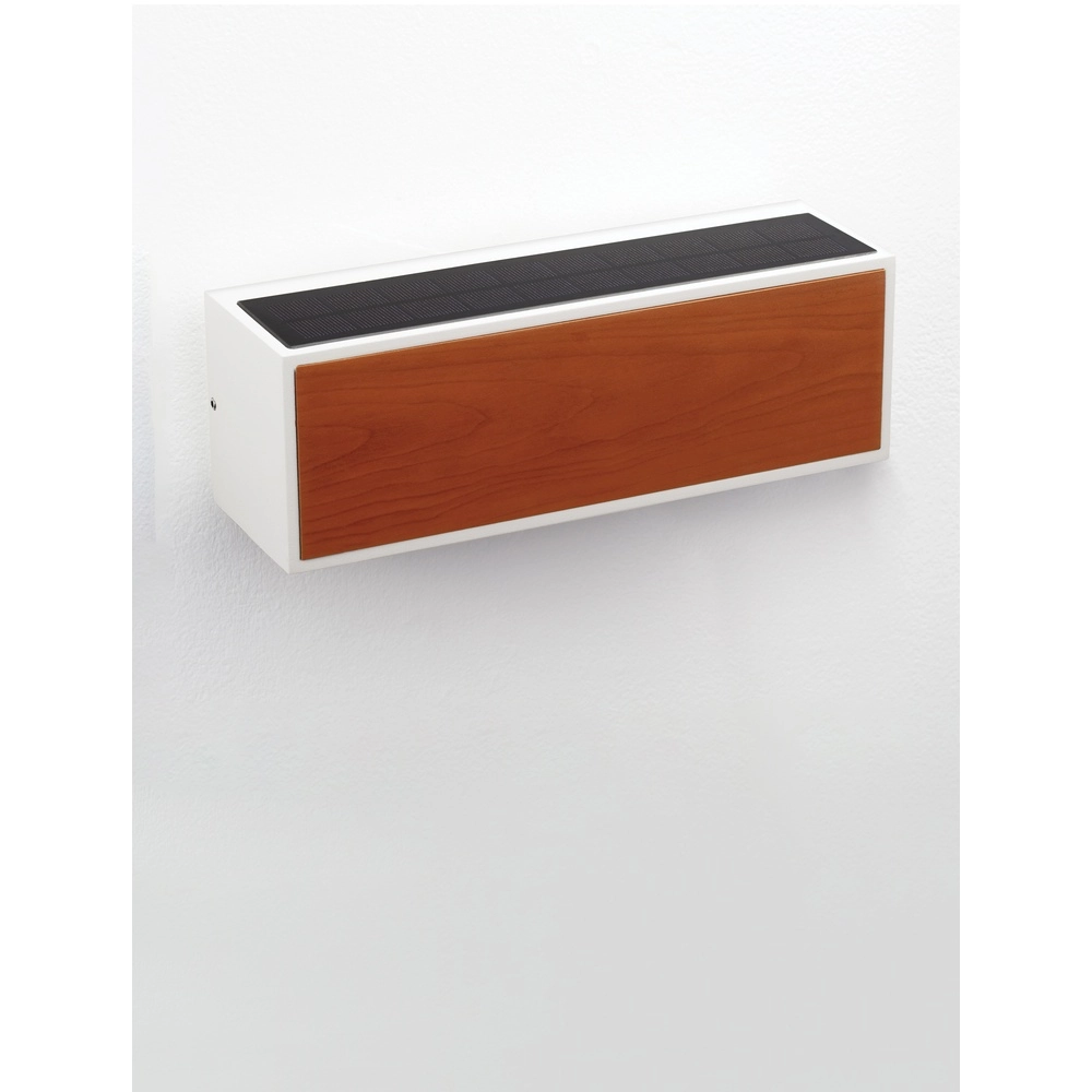 Solar-Wandleuchte Brown weiß mit Holz Lyora 5212017449467