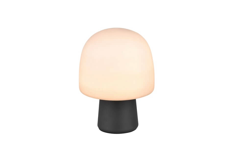 Pilz-Tischlampe Steen schwarz mit taupefarbenem Glas Trio 4017807622683