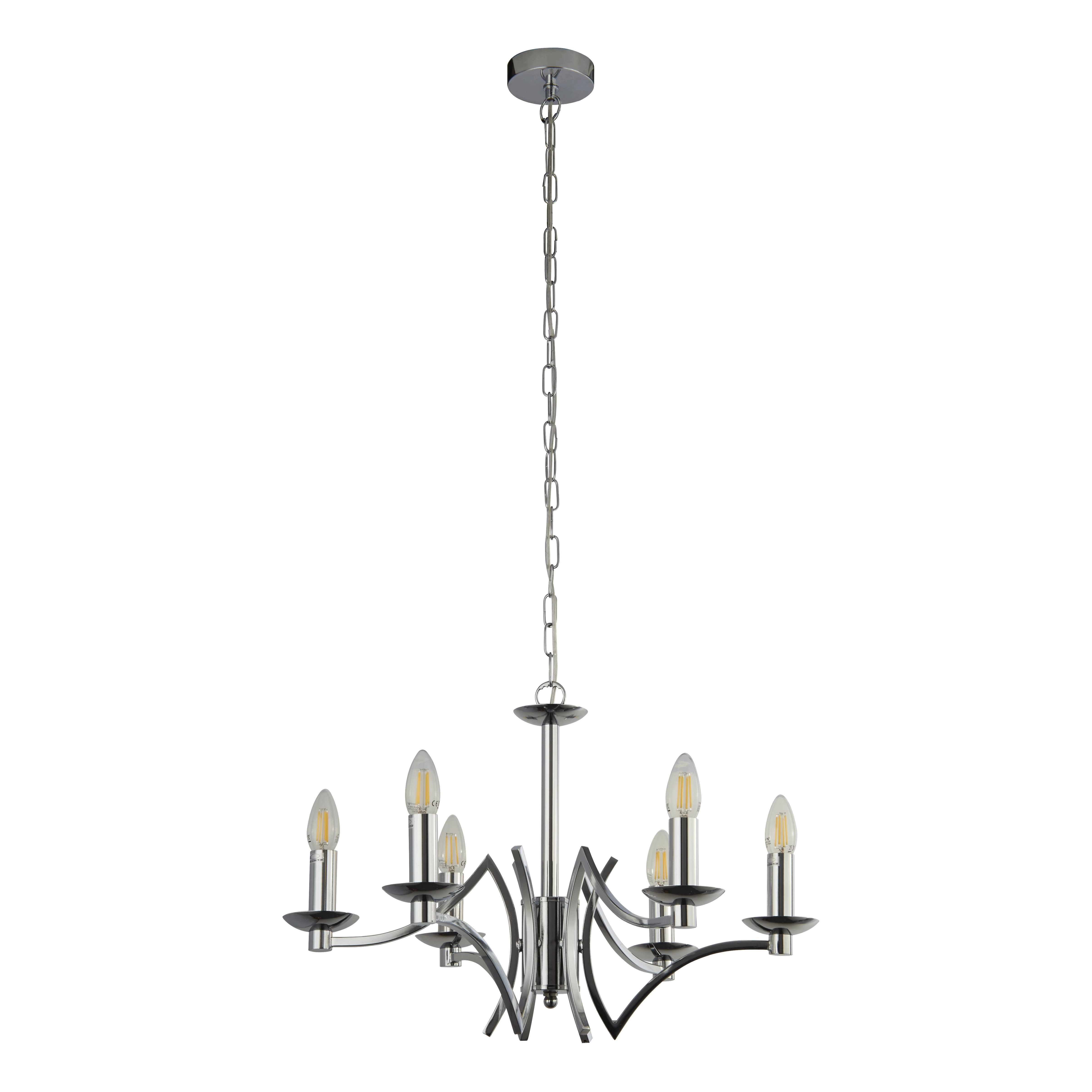 6-Licht-Kronleuchter Ascot grau mit chrom Searchlight 5053423174211