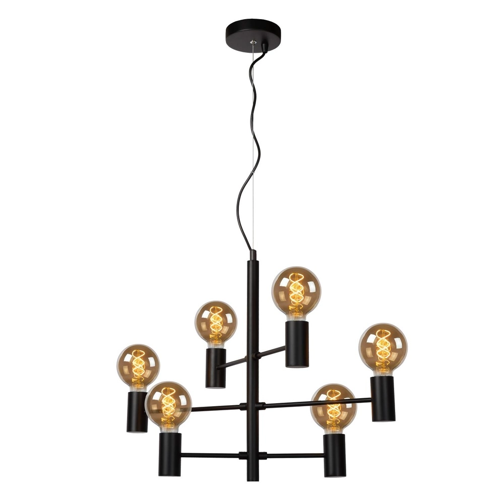 Pendellampe Leanne 6-Licht Schwarz Lucide 5411212211095