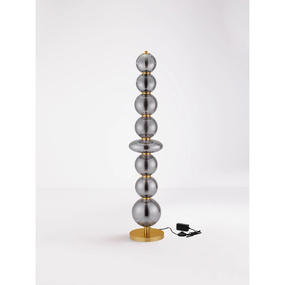 Design-Stehlampe Navi Gold mit Rauchglas Lyora 5212017477590