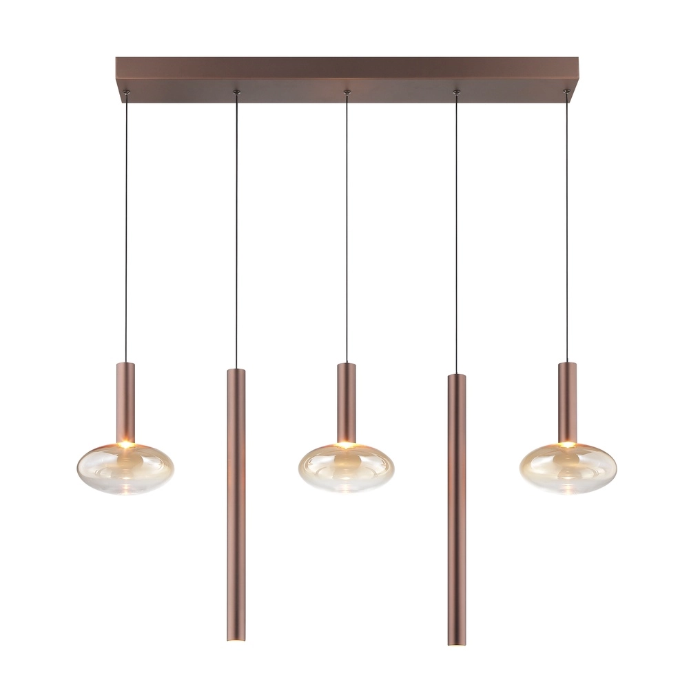 Pendellampe Veridian Kaffeebraun mit bernsteinfarbenem Glas Brilliant 4004353477942