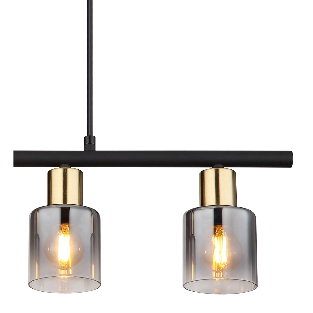 4-Licht Pendellampe Hollsy Schwarz mit Rauchglas Globo 9007371454853