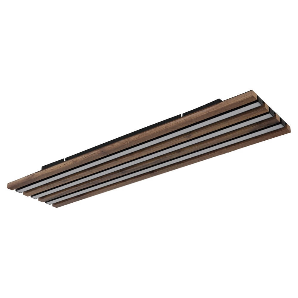 Deckenlampe Hayden schwarz mit Holz 80cm Globo 9007371519644