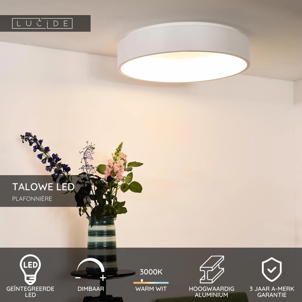 Deckenlicht Talowe Led Ø 60 cm weiß Lucide 5411212460653