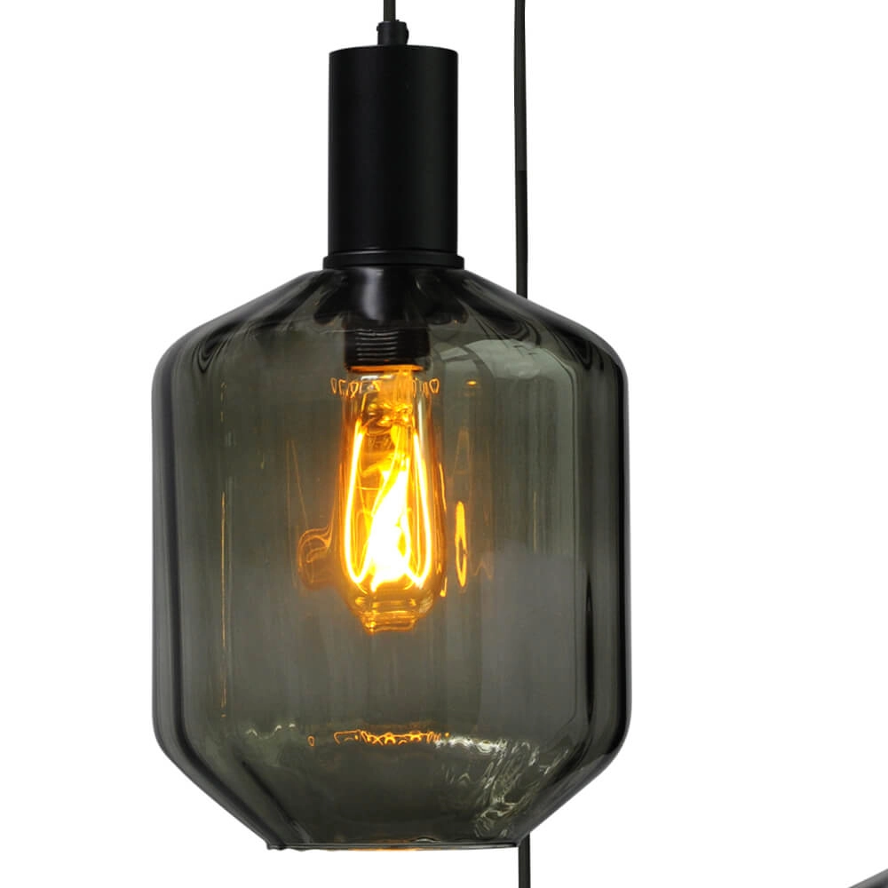3-flammige Loft-Hängelampe - Schwarz - Porto mit grünen Jagger-Gläsern Masterlight 8718121270852