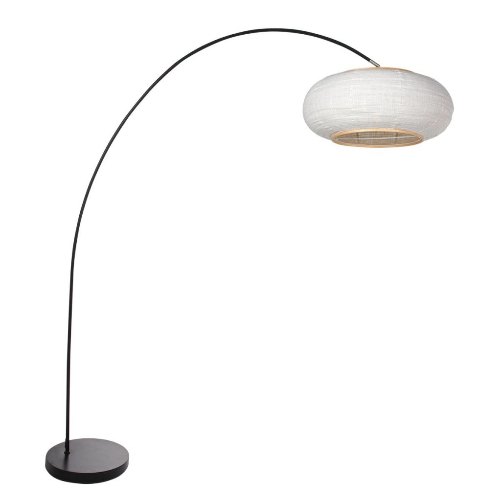 Schwarze Bogenlampe Solva mit weißem Farbton Ø35 cm