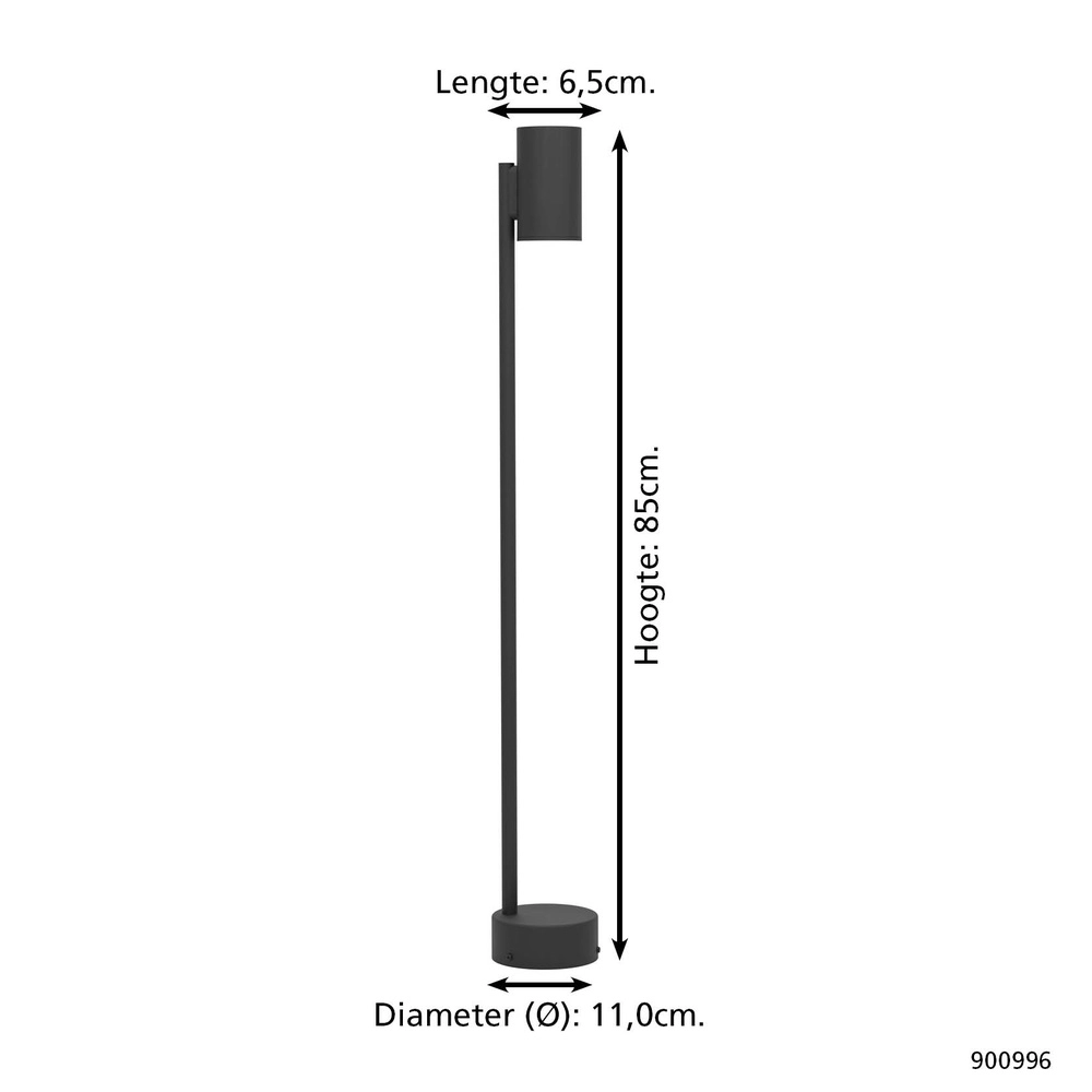 LED-Wegbeleuchtung Izzalini Schwarz – 85 cm Eglo 9008606298211