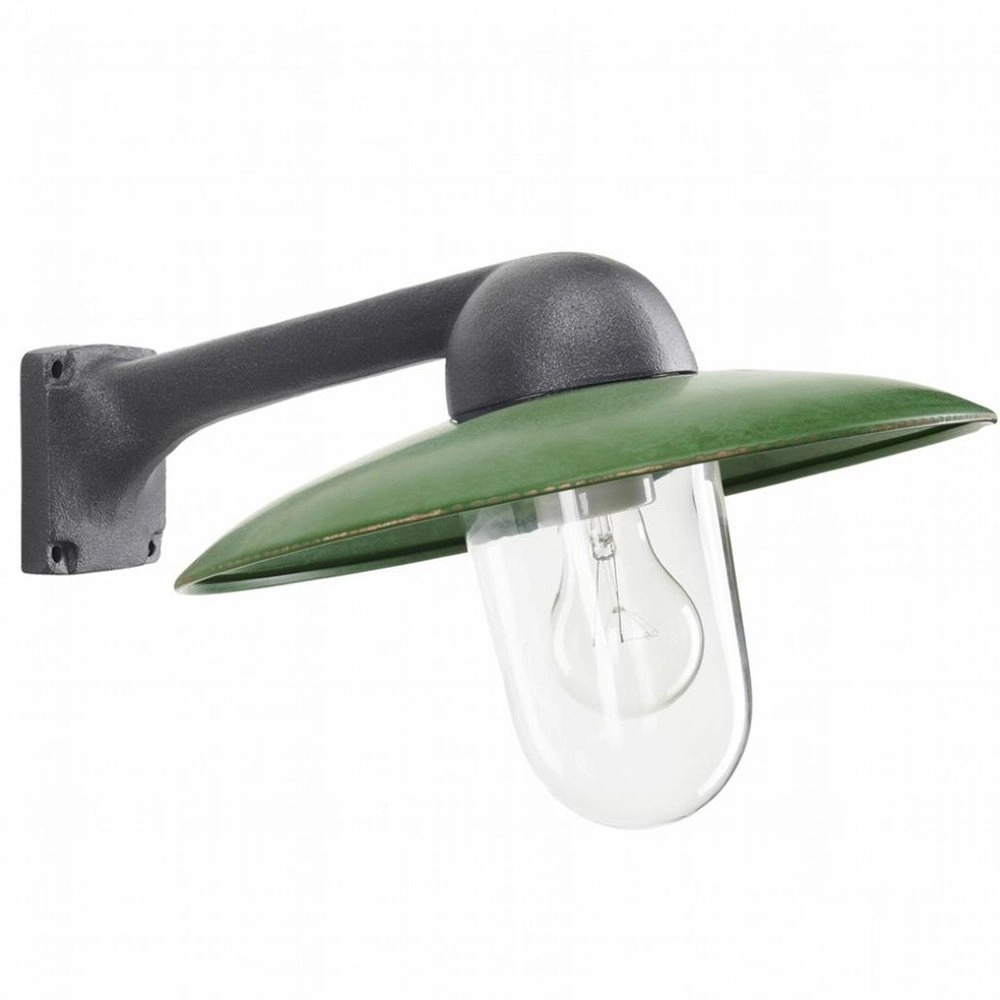 Industrie Außenlampe Fabrique Anthrazit mit Retrogrün
