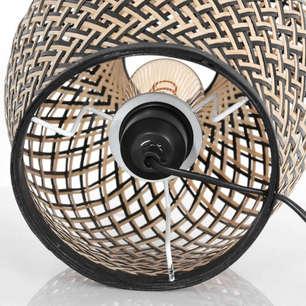Schwarze Tischlampe aus Bambus Maze Ø 30cm Steinhauer 8712746147247