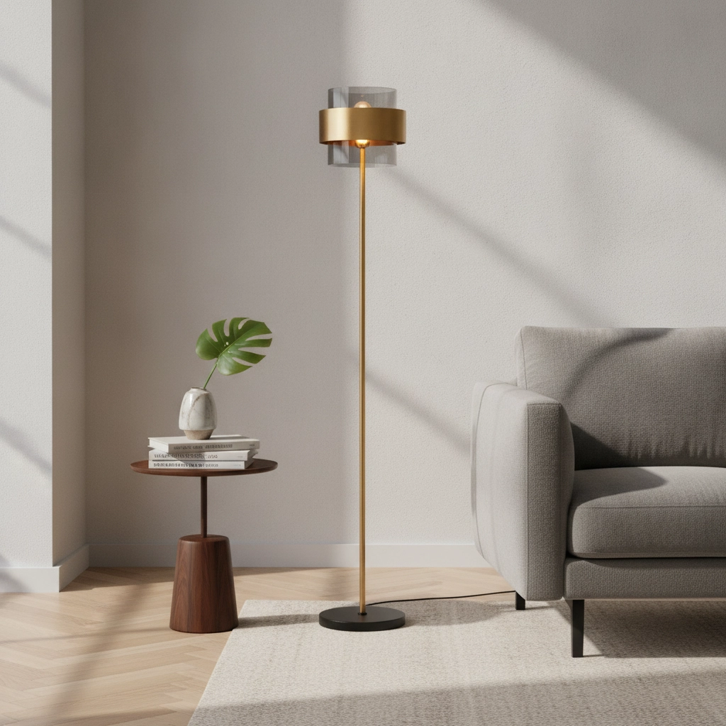 Stehlampe Sianna schwarz mit gold