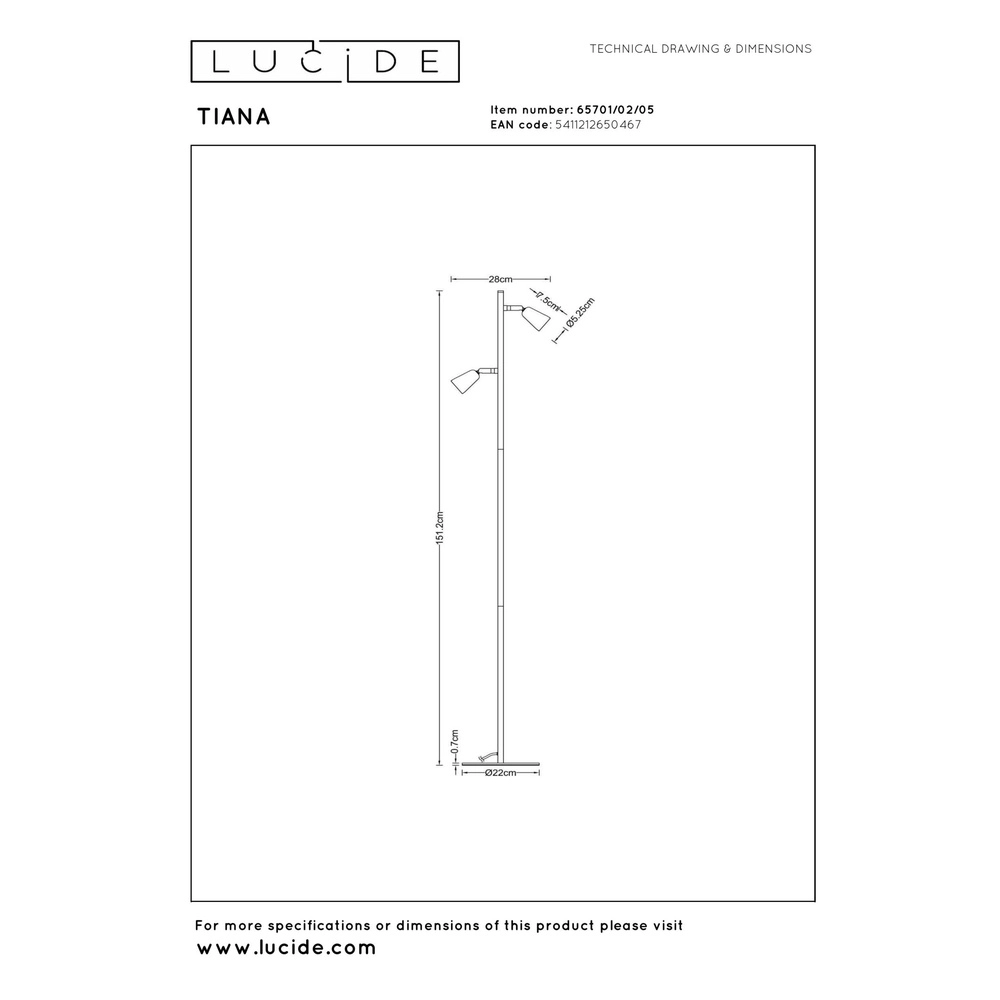 Design-Leselampe Tiana Champagner Lucide 5411212650467