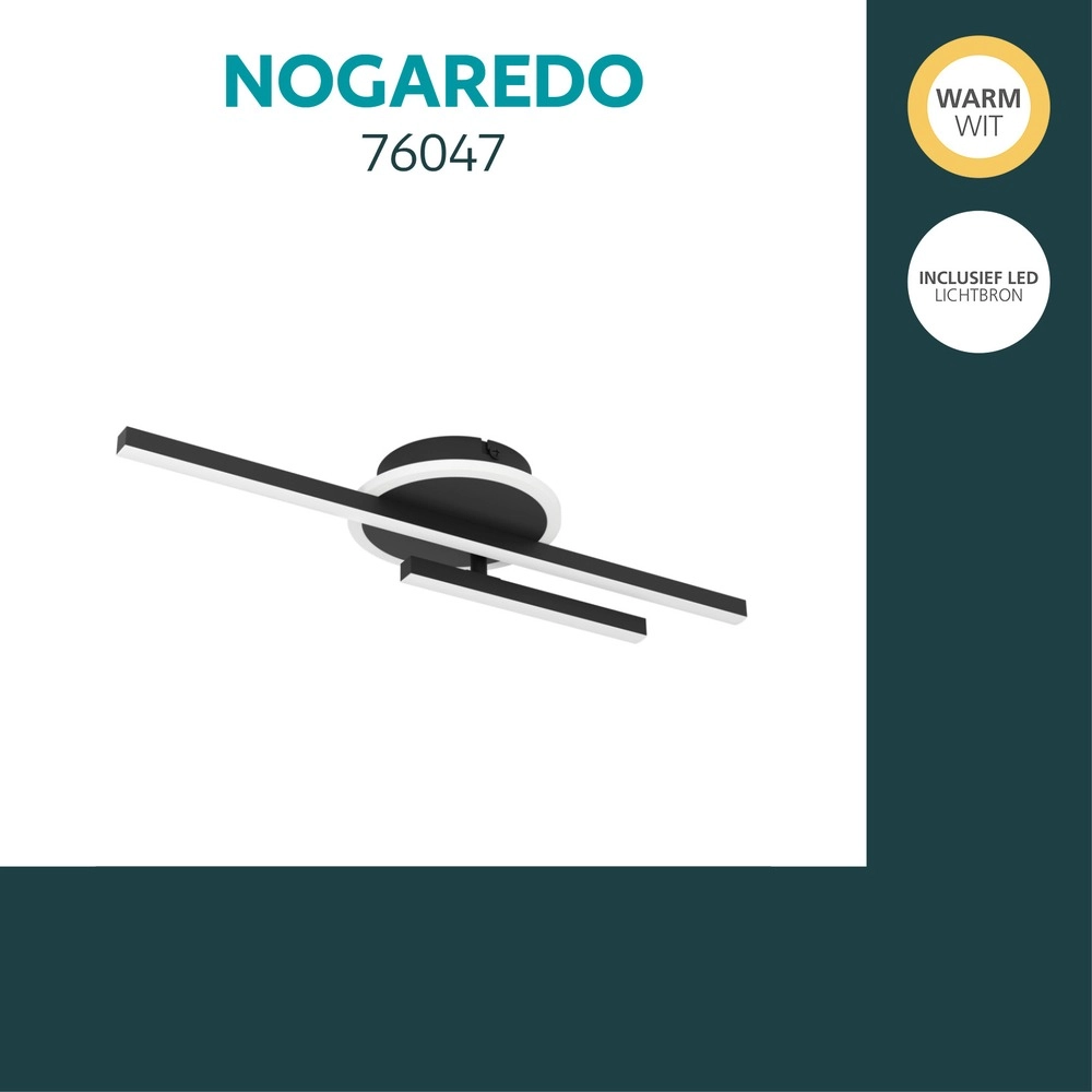 Moderne Deckenlampe Nogaredo Schwarz 50 x 15 cm Eglo 9008606391547