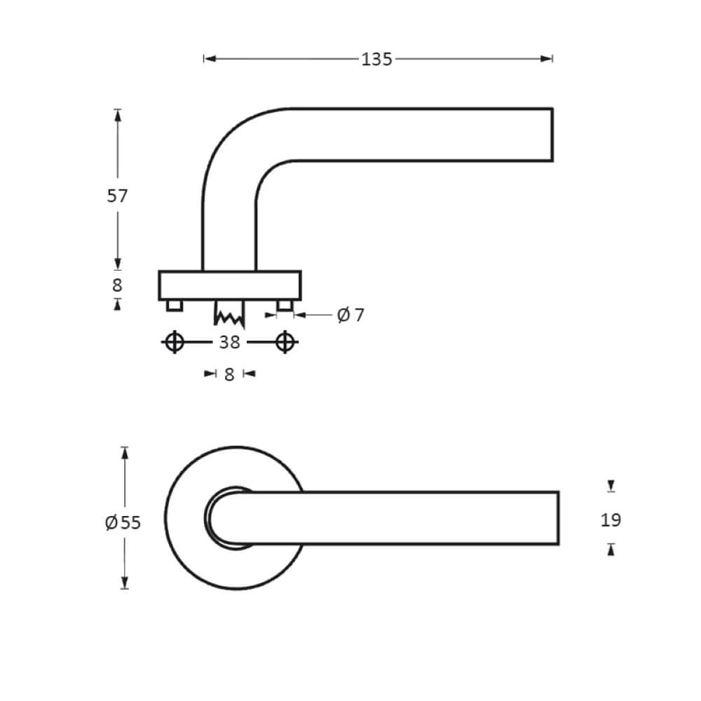 Fester Türgriff Recht auf Rosette Edelstahl Intersteel 8714186087602