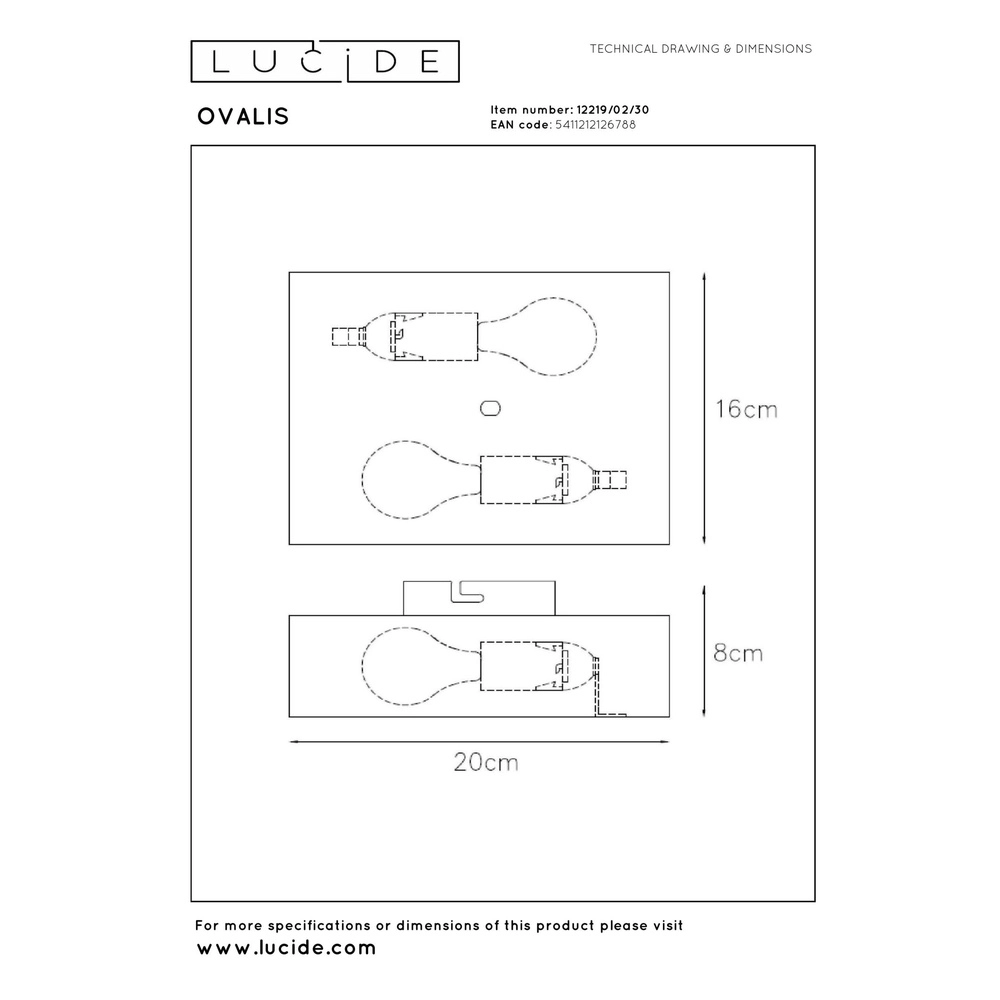 Schwarzwandscheinwerfer Ovalis Konstruktion Lucide 5411212126788