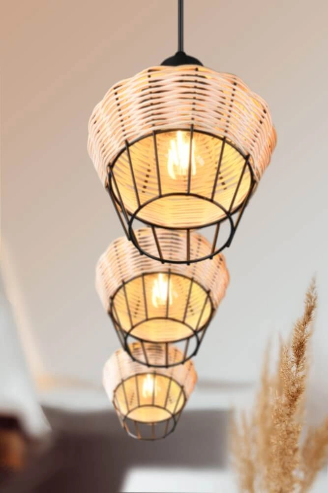 Vide-Hängelampe Borka Rattan Trio 4017807556131