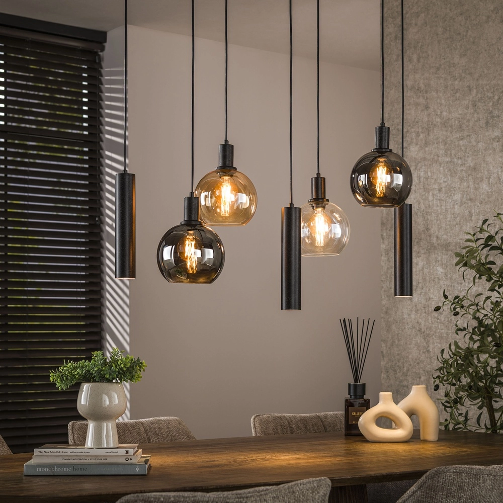 Esstisch-Pendellampe Sfera mit Glaskugeln und Anhängern Lyora 8716803512382