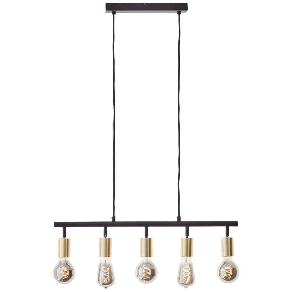 Hängelampe mit 5 Leuchten Tiffany schwarz mit gold Brilliant 4004353406416