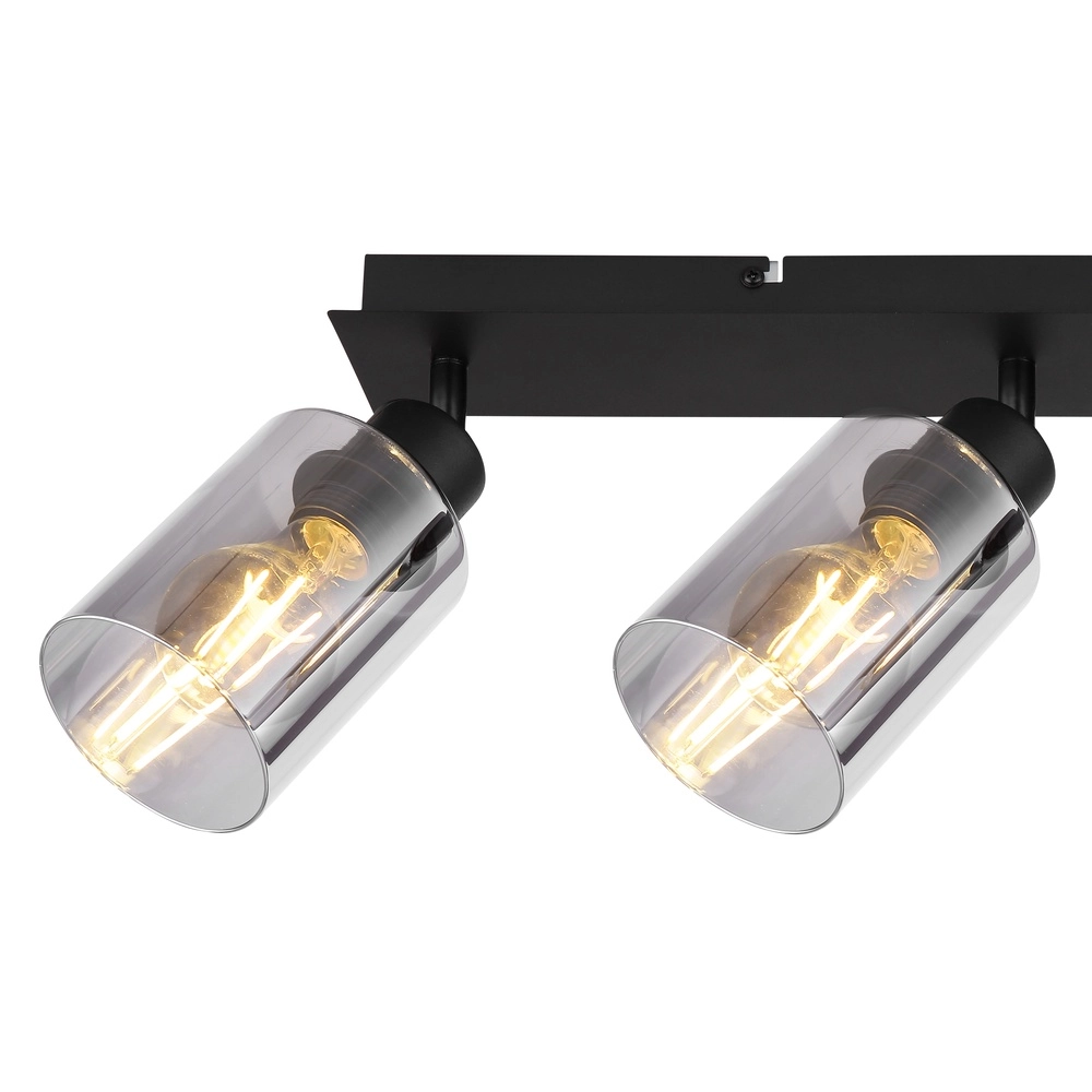 Deckenlampe Hadera 3-Licht Schwarz mit Rauchglas Globo 9007371443215