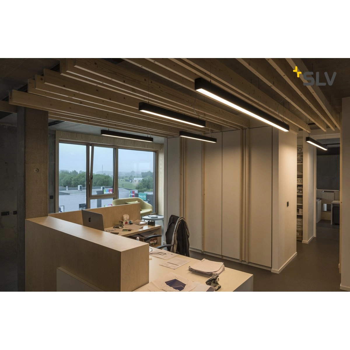 Büro Hängelampe Glenos 4000K 200cm schwarz SLV 4024163197038