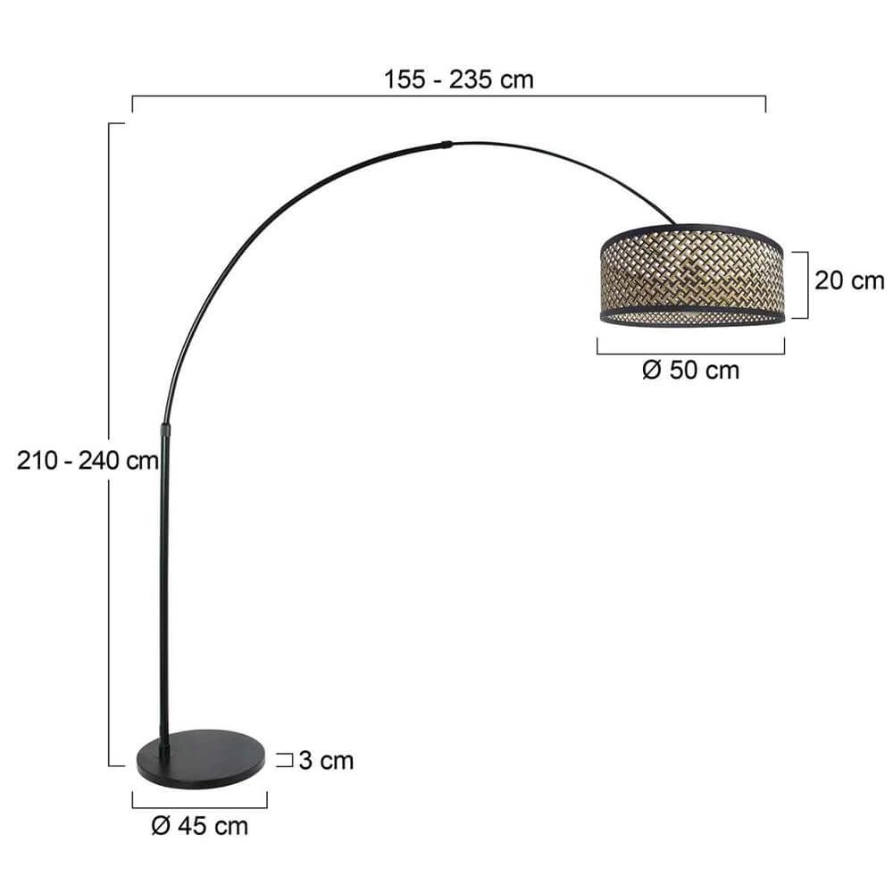 Bogenlampe Sparkled Light schwarz mit Bambusschirm Steinhauer 8712746172874