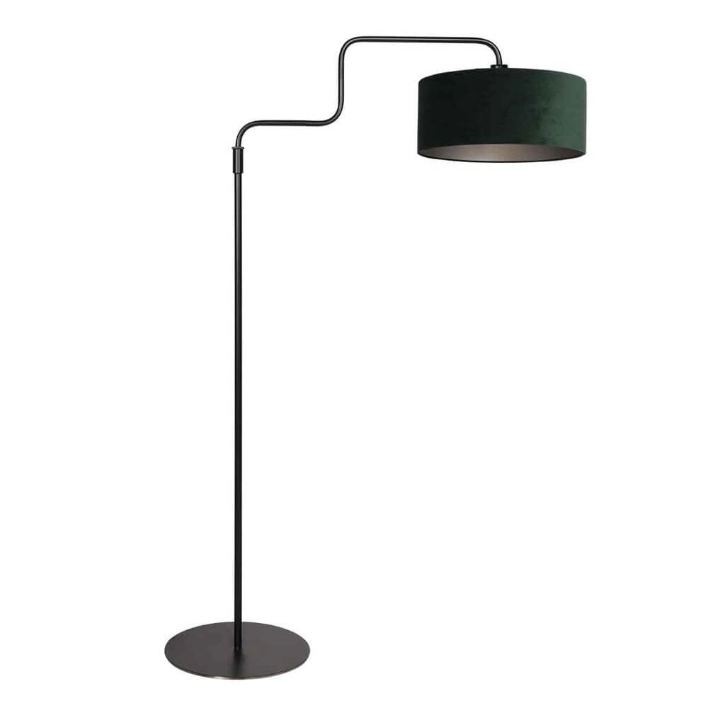 Stehlampe Bloeba schwarz mit grüner Kapuze
