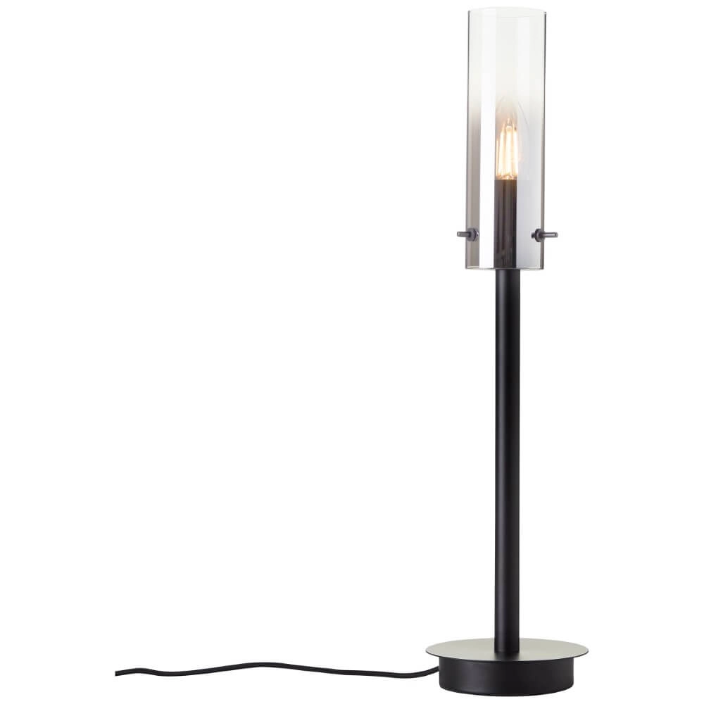 Tischlampe Glasini schwarz mit Rauchglas
