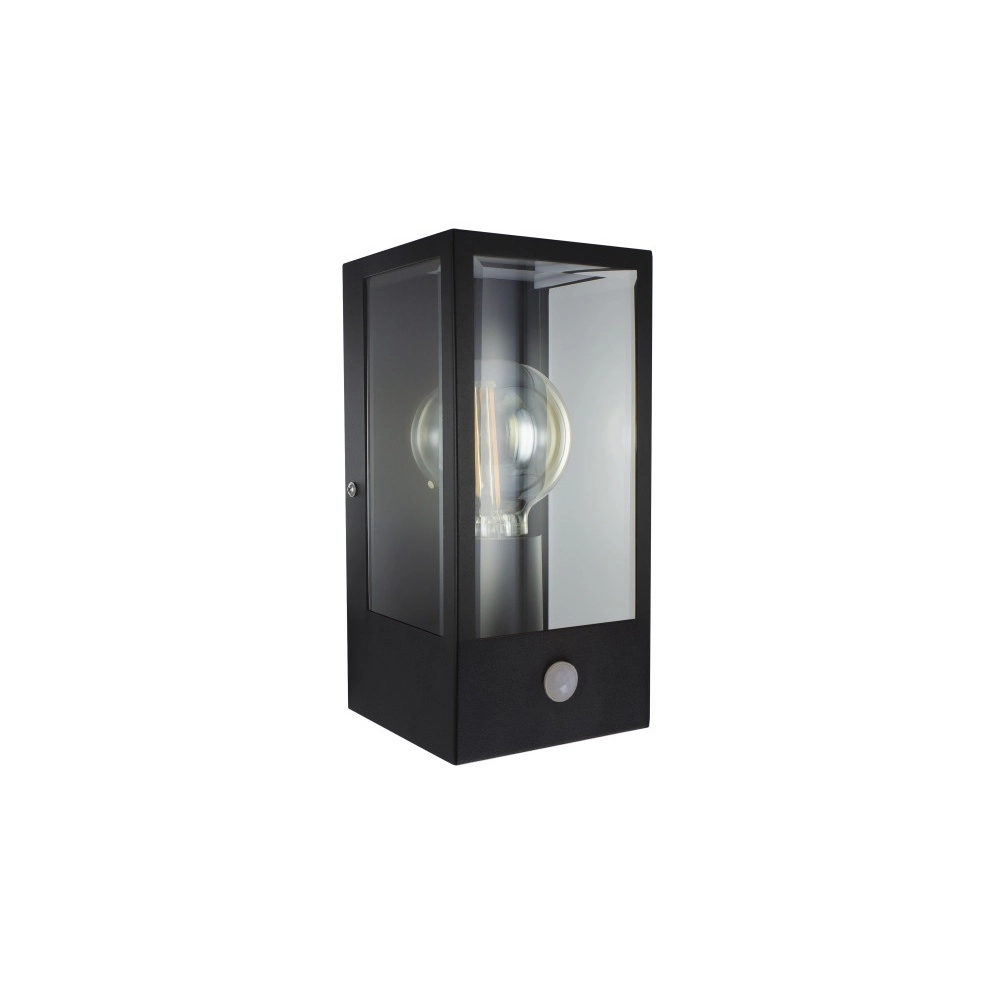 Schwarze Außenlampe Prato E27 – Glas – mit Bewegungsmelder Lyora 5055788268772