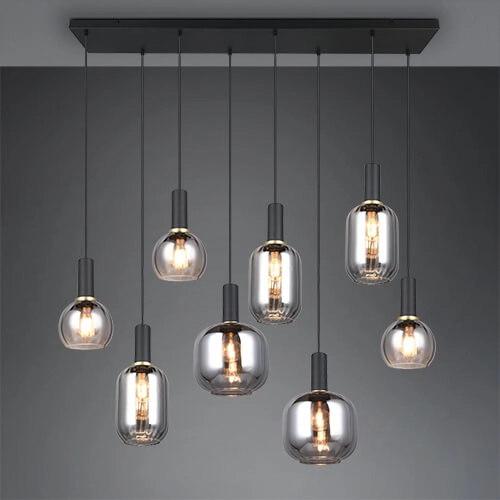 Hängelampe für das Esszimmer Diva 8-flammig – Rauchglas Trio 4017807614589