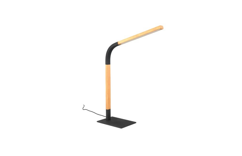 Flexible Tischleuchte Norris schwarz mit Holz Trio 4017807599992