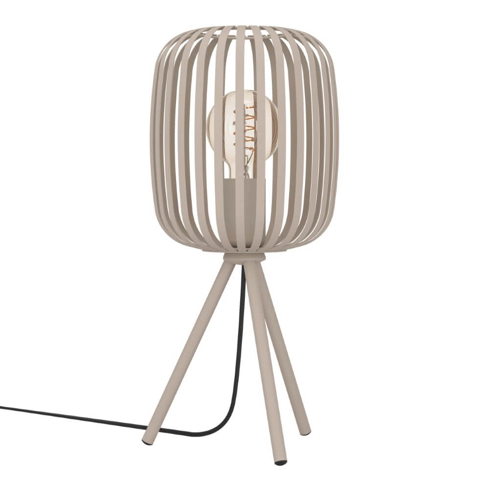 Sandbraune Tischlampe Romazzina Ø 20cm