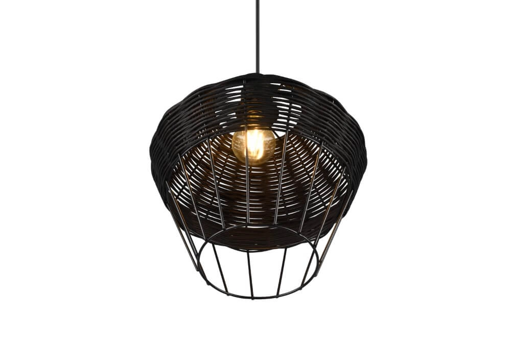 Pendelleuchte Borka schwarzes Rattan Trio 4017807556803