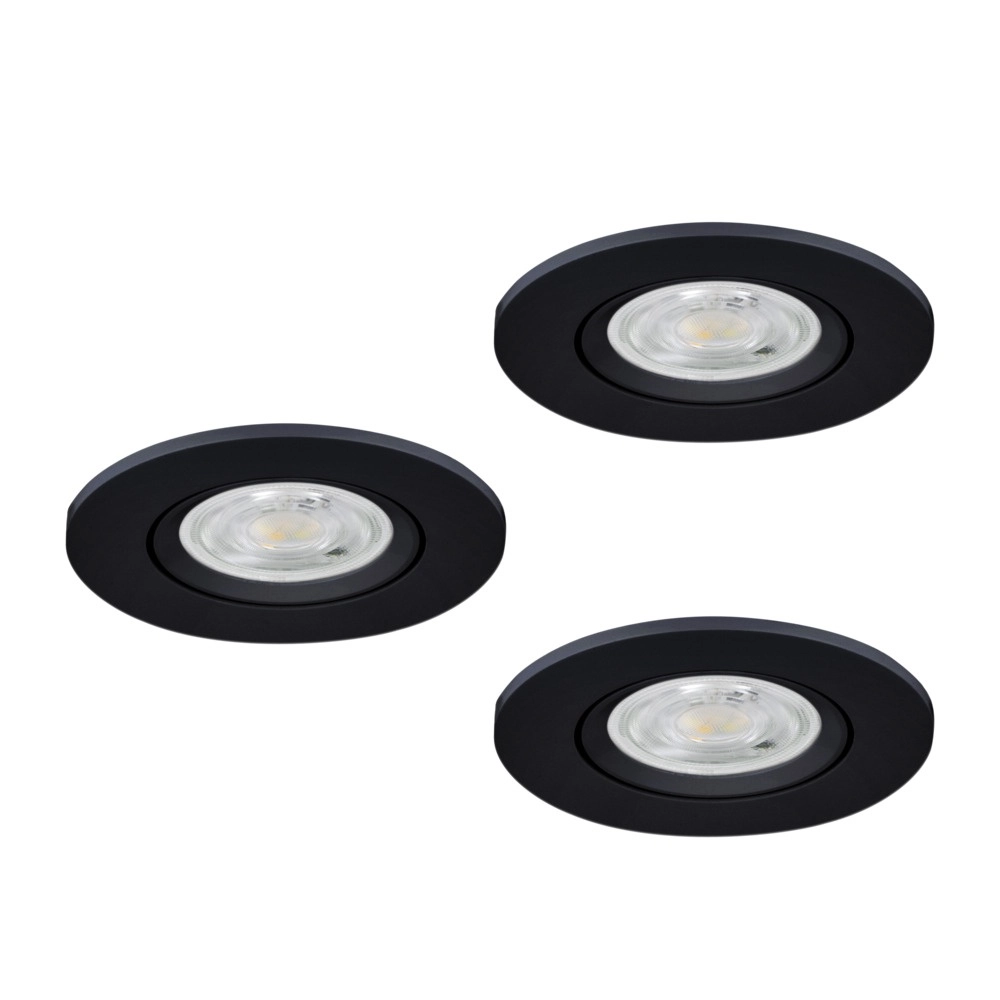 Set mit 3 Einbaustrahlern Barranco schwarz Ø 8,4cm IP44 - 4000K Eglo 9008606359318