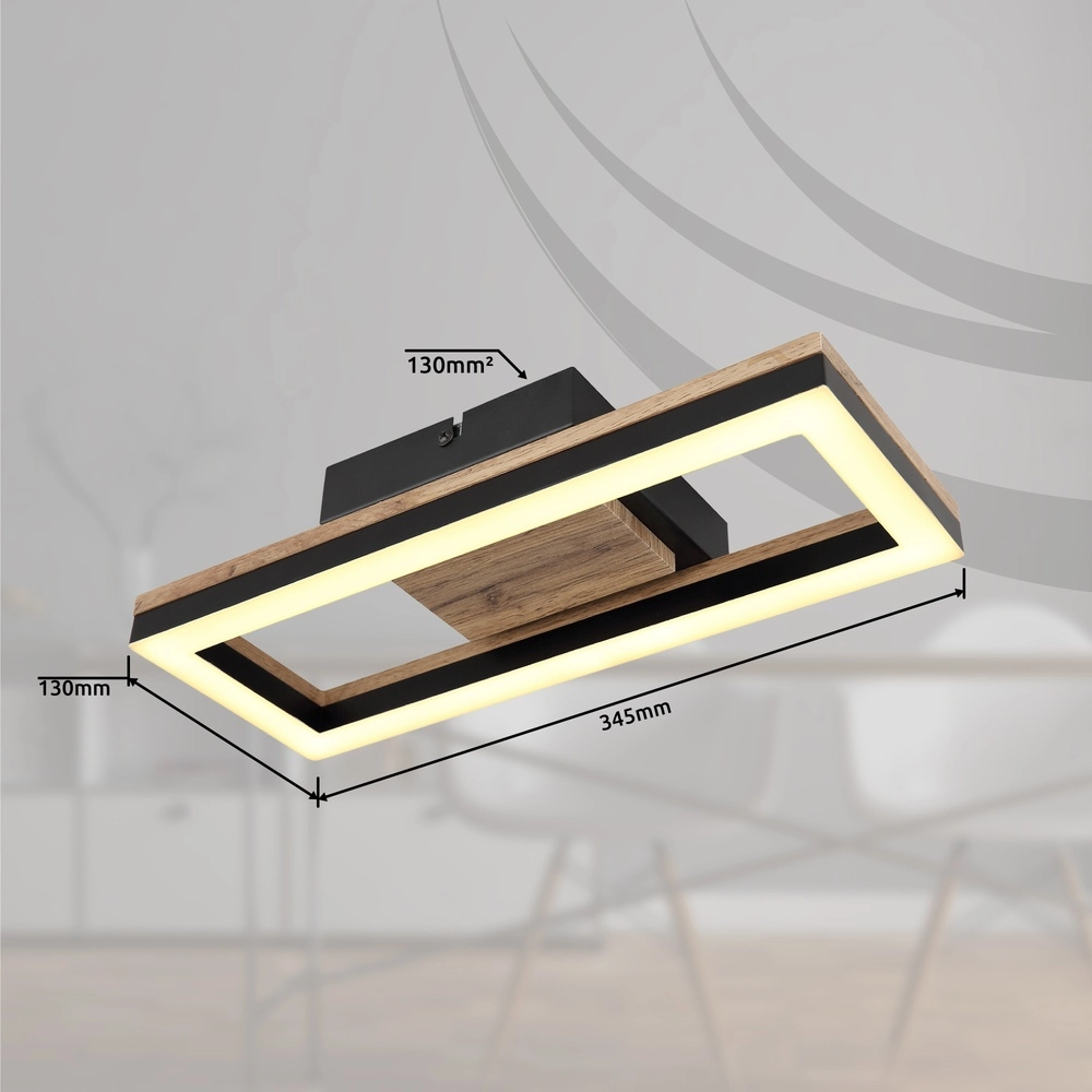 Deckenlampe Beatrix Rechteck schwarz mit Holz Globo 9007371454402