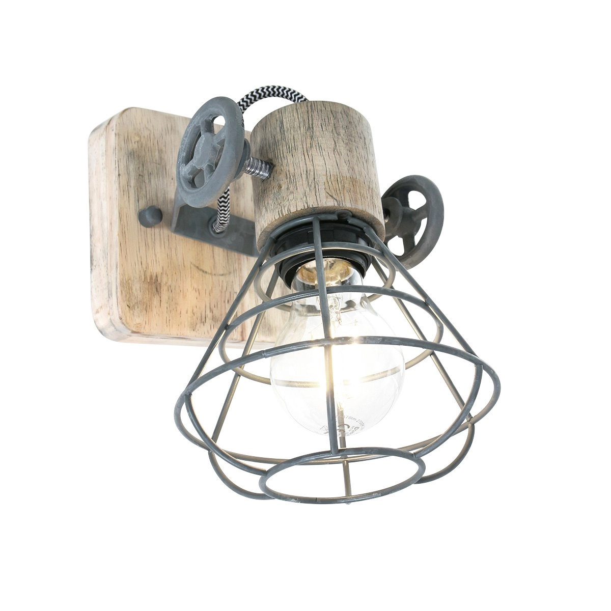 Wandleuchte Geurnesey Vintage grau mit holz Steinhauer 8712746123029