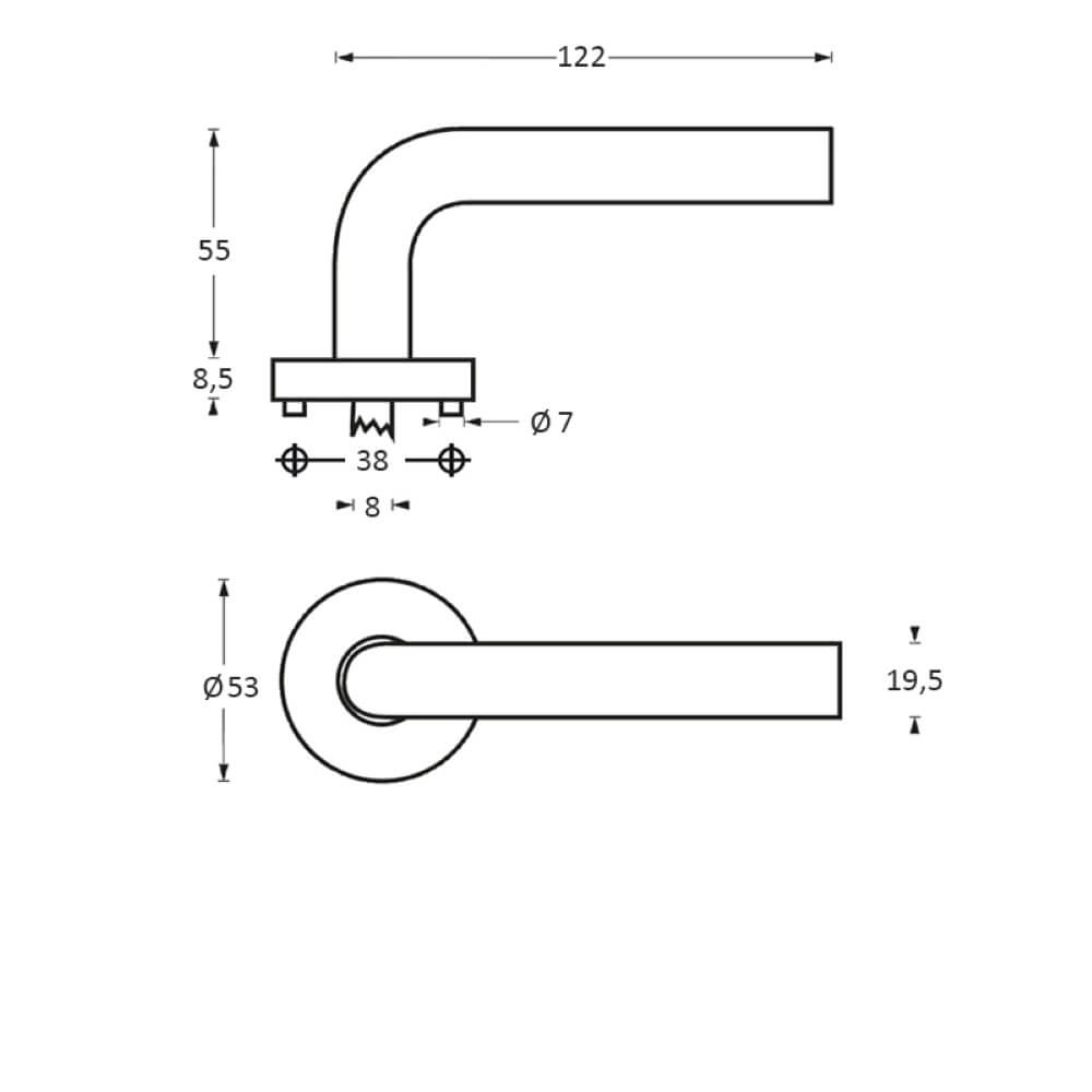Türklinke Jupiter Rosette mit Grat Edelstahl Intersteel 8714186130391