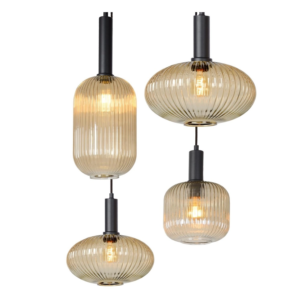Pendellampe Maloto 7-Licht mit bernsteinfarbenem Glas Lucide 5411212451569