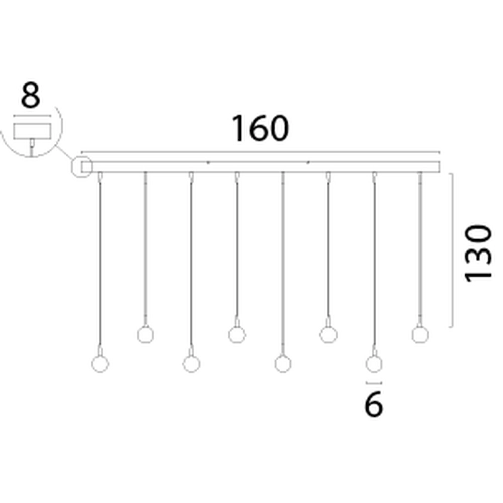 8-Licht Pendellampe Talana 160 cm Kakaobraun Ø 6 cm DTW Masterlight 8718121399010